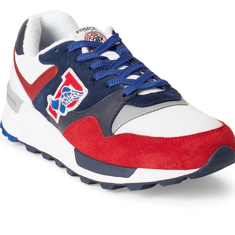 Polo by Ralph Lauren Men's Red, Blue, and White Sneakers